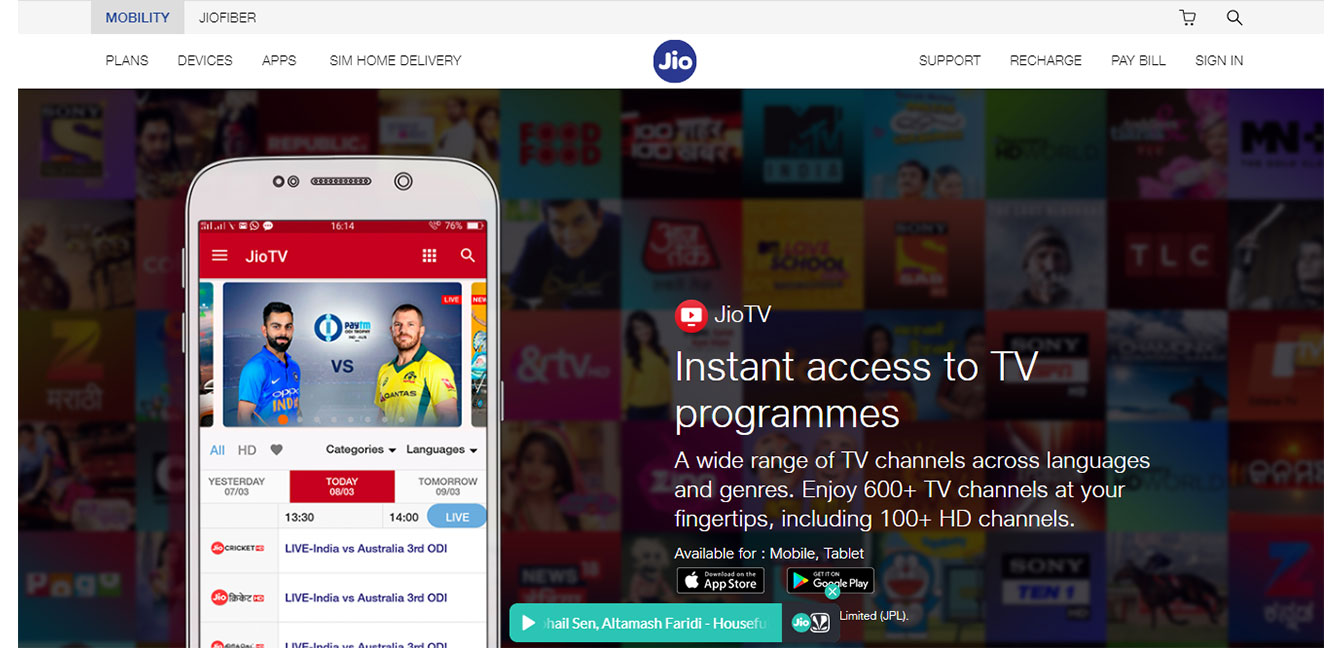 Jio TV Website