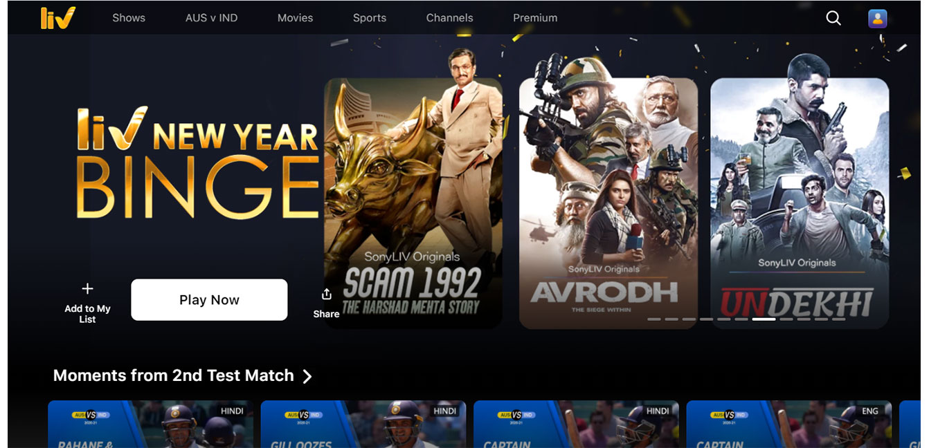 Sony Liv Website