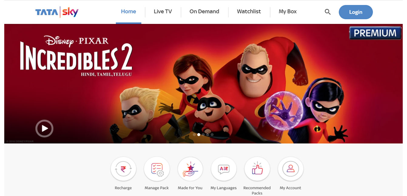 Tata Sky Mobile TV Website