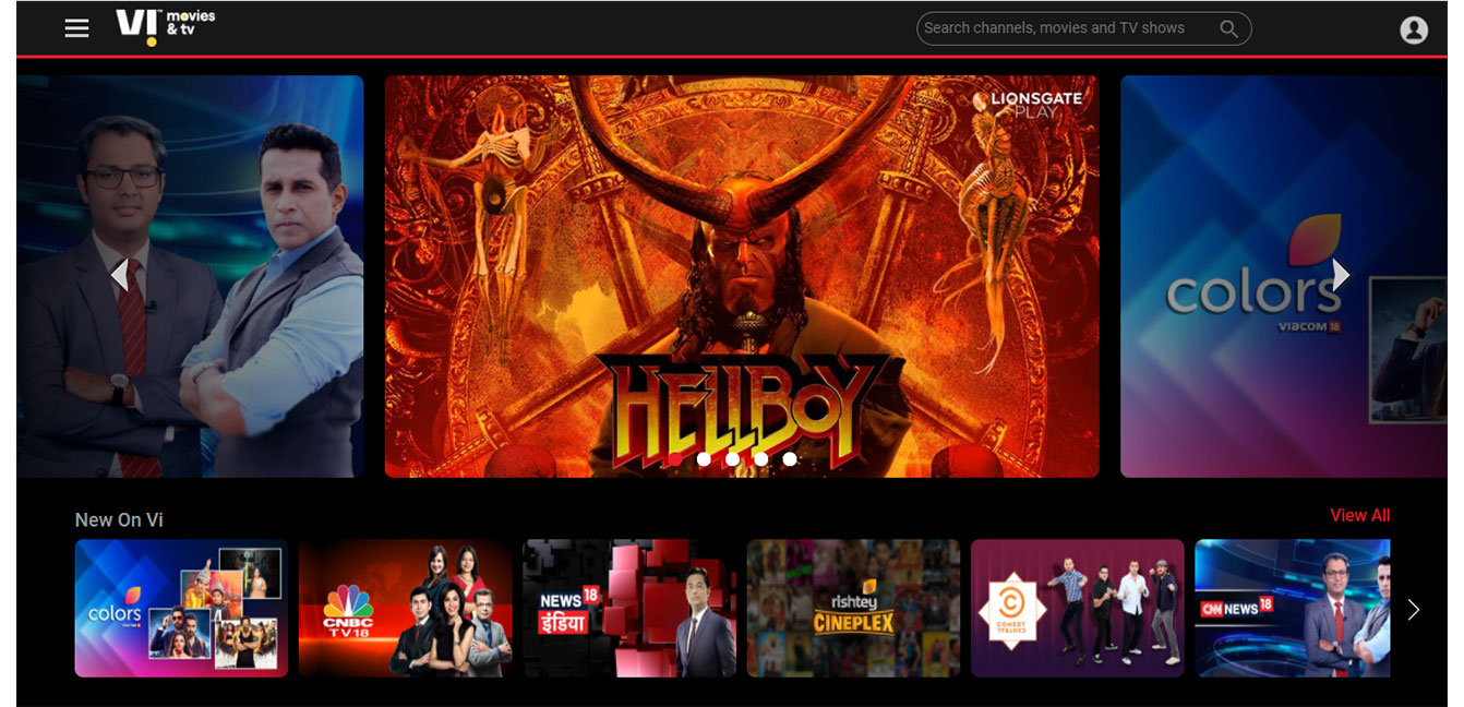 Vodafone Idea TV Website
