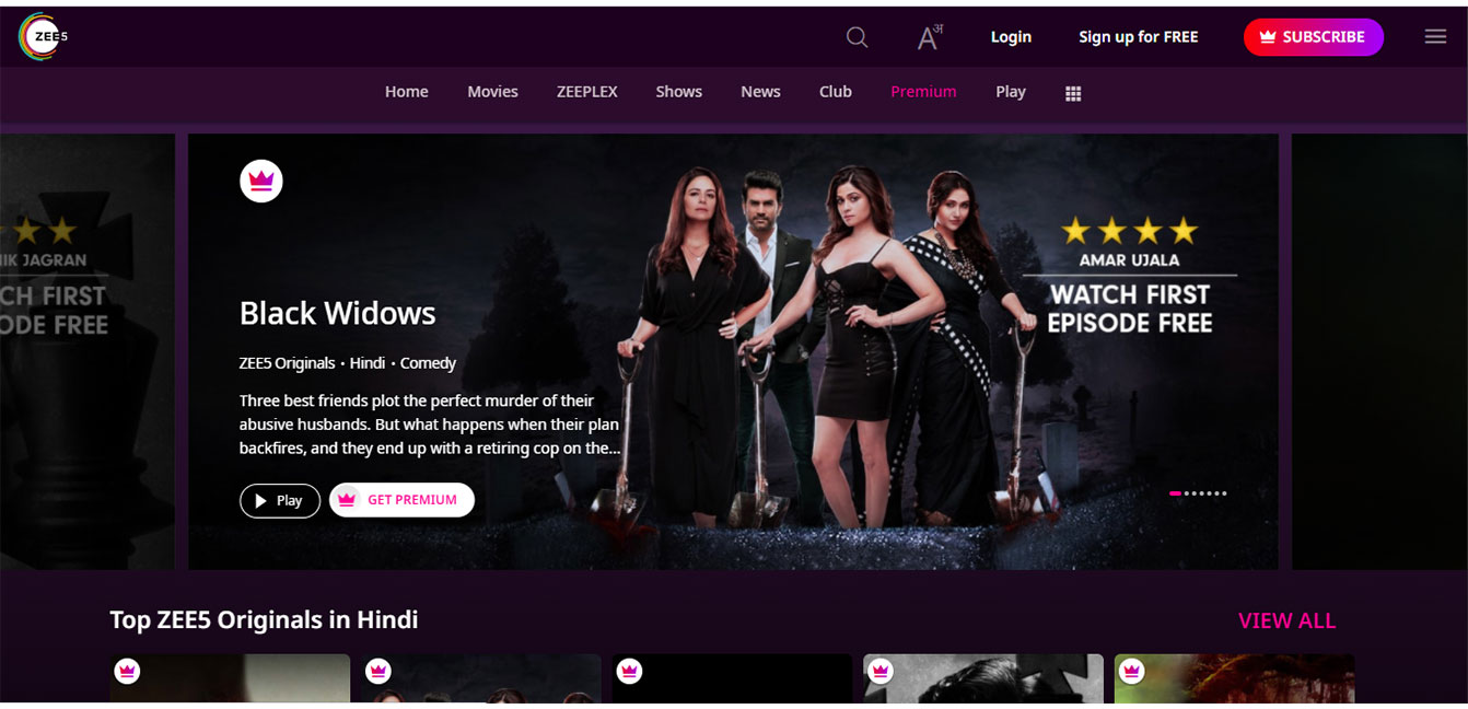 Zee5 TV Website